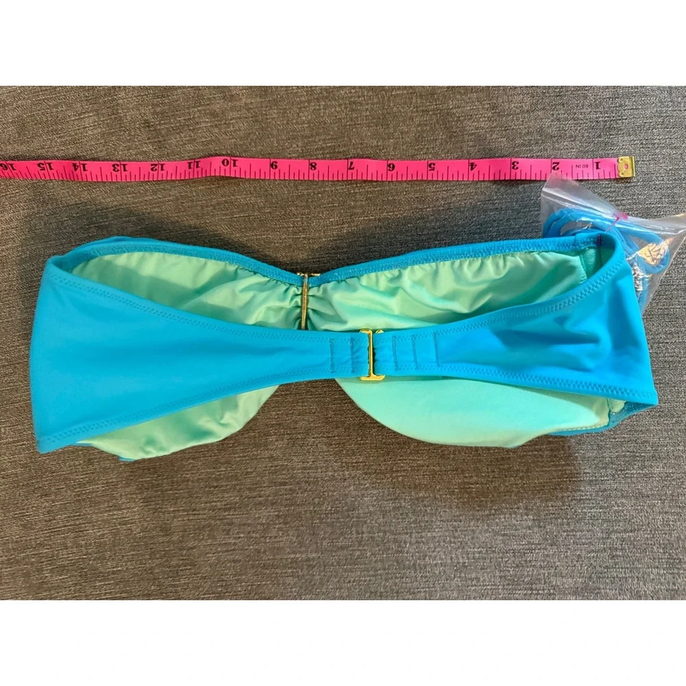 Victorias‎ Secret Turquoise Jewel Embellished Bandeau Bikini Top Blue Large